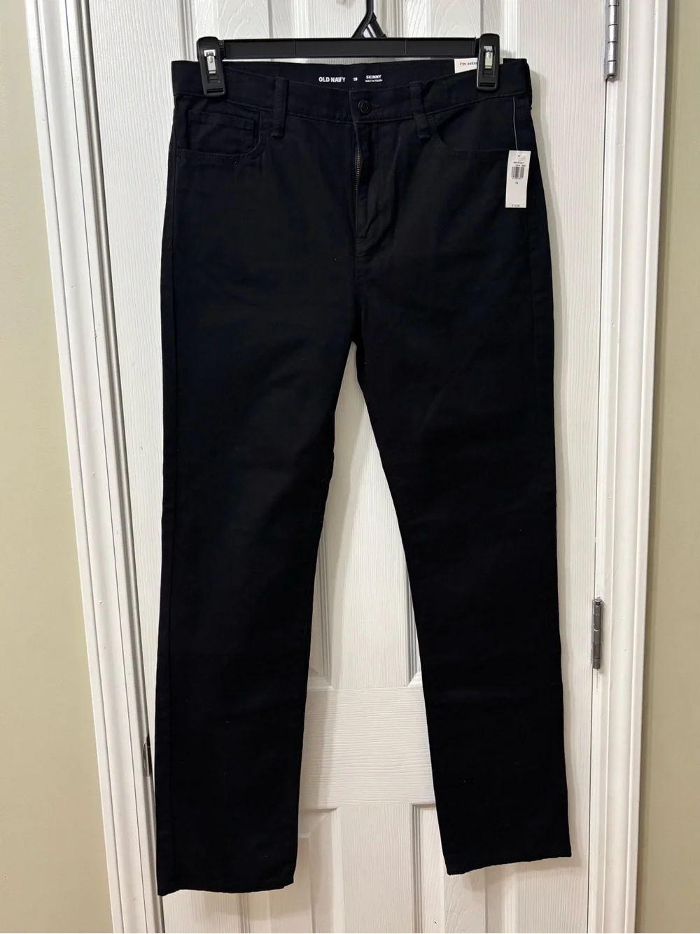NWT Old Navy Black Skinny Chino Uniform Pants Built in Tough Boys Size 18